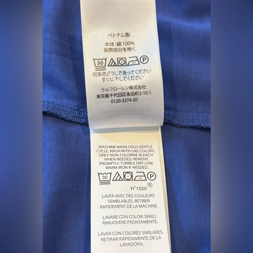 Polo Ralph Lauren 100% Cotton Blue Polo Classic Fit Pima Design, Mens Size Large